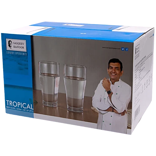 Sanjeev Kapoor - Tropical Beer Glass Set Of 6 Pcs 620Ml With Gift Box