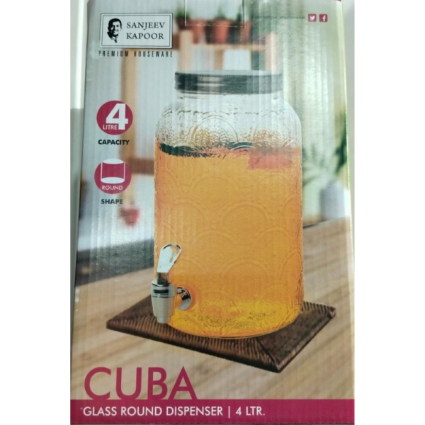 Sanjeev Kapoor - Cuba Glass Round Dispenser - 4L