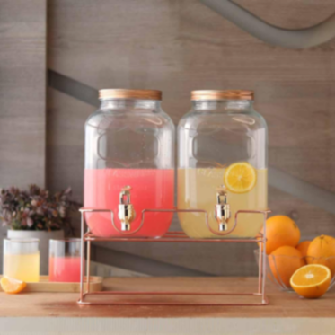 Sanjeev Kapoor - Cuba Glass Square Dispenser With Stand 4L Set of 3Pcs