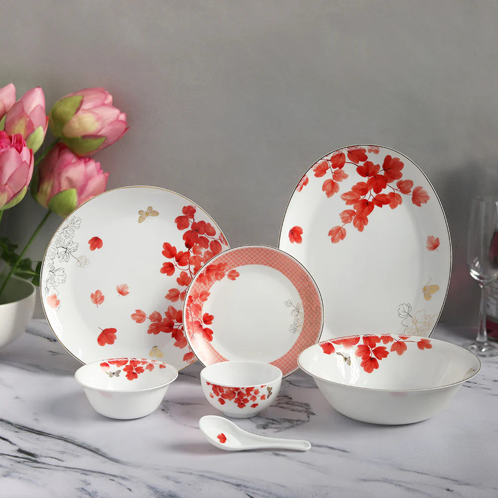 Sanjeev Kapoor - 33 Pc Moonligh Dinner Set - Rose Red
- With Polyfoam Gift Box