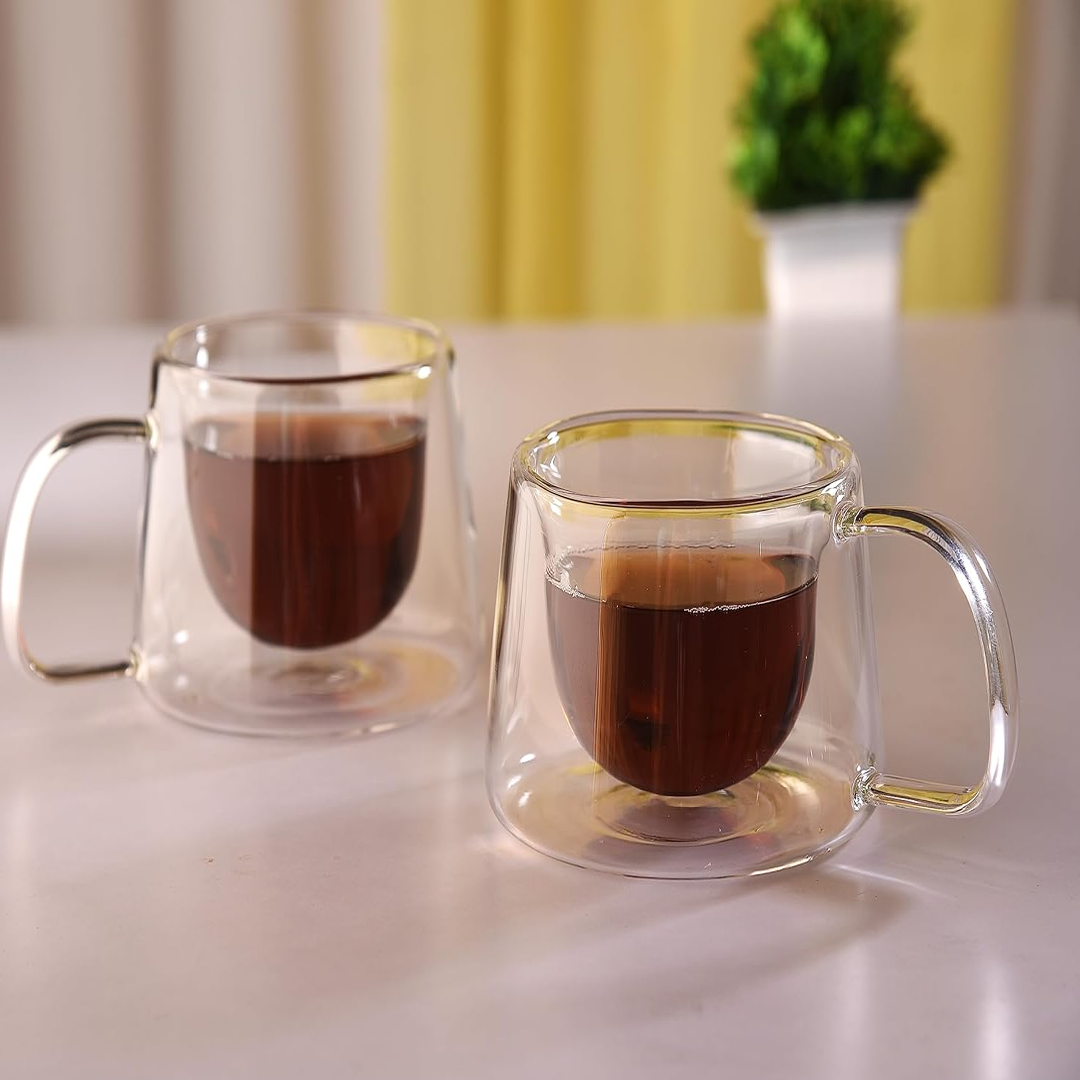 Sanjeev Kapoor - Belgium Double Wall Glass Cup Set Of 2 Pcs 200 Ml- With Gift Box