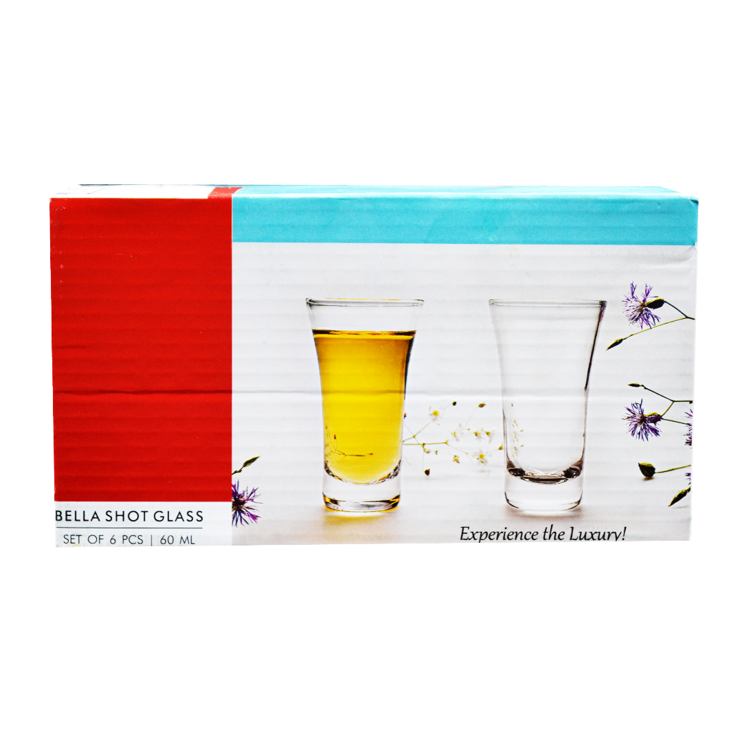 Sanjeev Kapoor - Bella Shot Glass Set Of 6 Pcs 60Ml- With Color Box