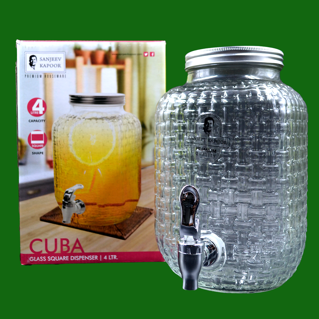 Sanjeev Kapoor - Cuba Glass Square Dispenser - 4L