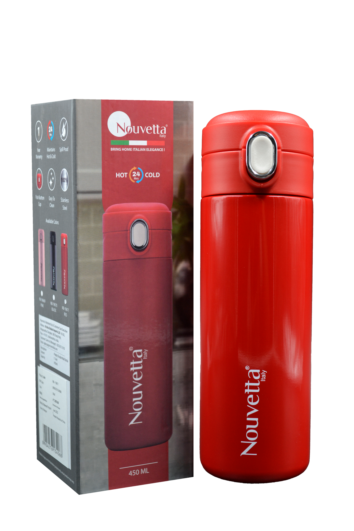 Nouvetta - Happy Double Wall Bottle 450 Ml - Red