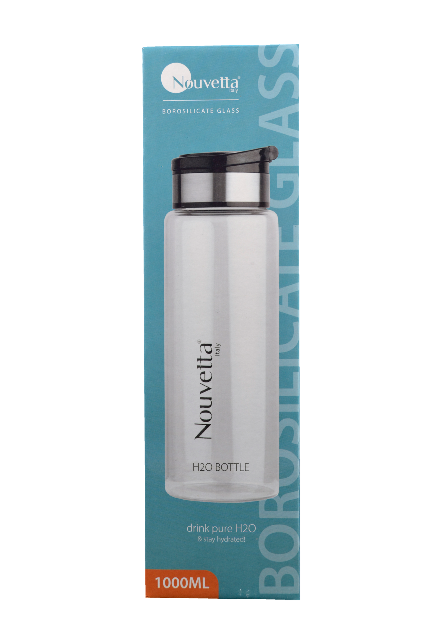 Nouvetta - Norman Borosilicate Bottle 1000 ml - Black Lid