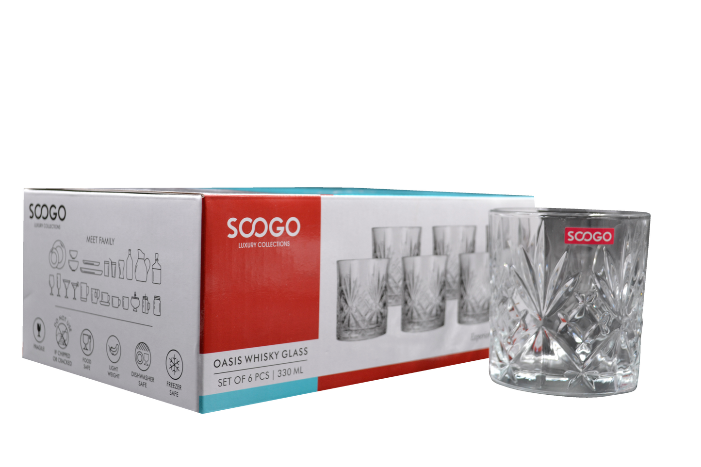 Soogo - OASIS WHISKY GLASS SET OF 6 PC 330 ML- WITH GIFT BOX