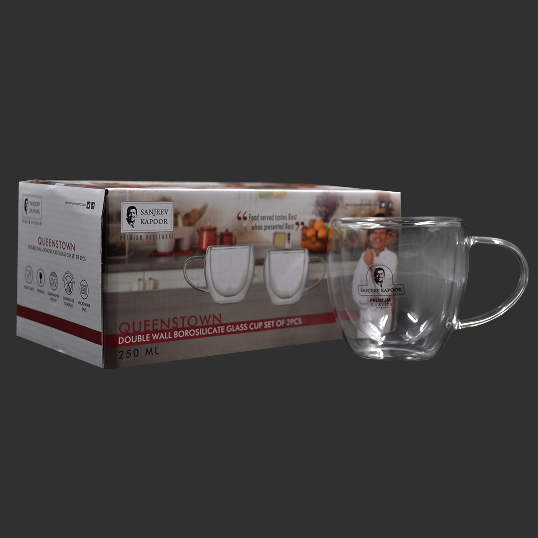 Sanjeev Kapoor - Queenstown Double Wall Cup Set Of 2 Pcs 250 Ml- With Gift Box