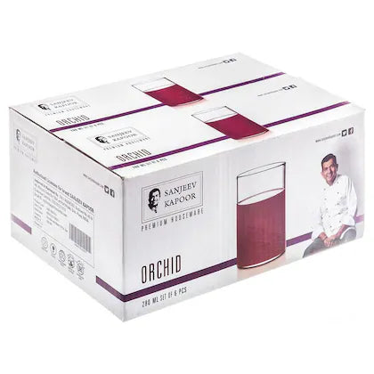 Sanjeev Kapoor - Orchid Glass Set Of 6 Pcs 280Ml
- With Gift Box