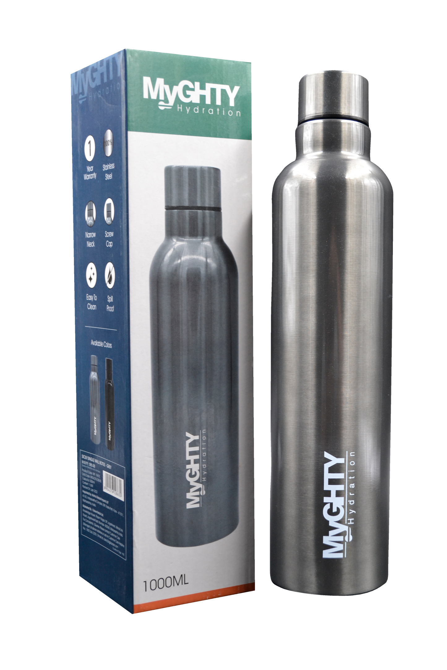 Nouvetta - Sicily Single Wall Steel Bottle 1000 Ml Grey