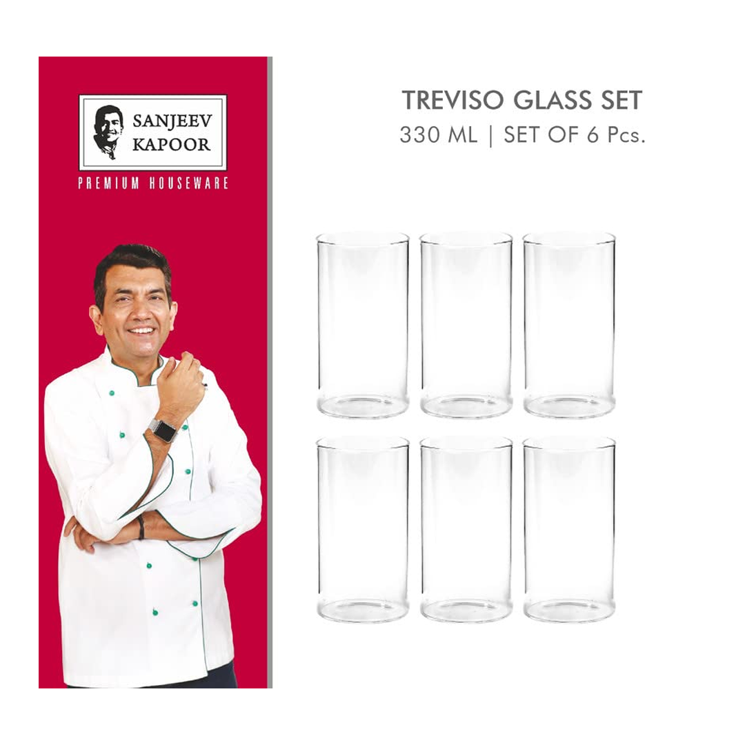 Sanjeev Kapoor - Treviso Glass Set Of 6 Pcs 330Ml- With Gift Box