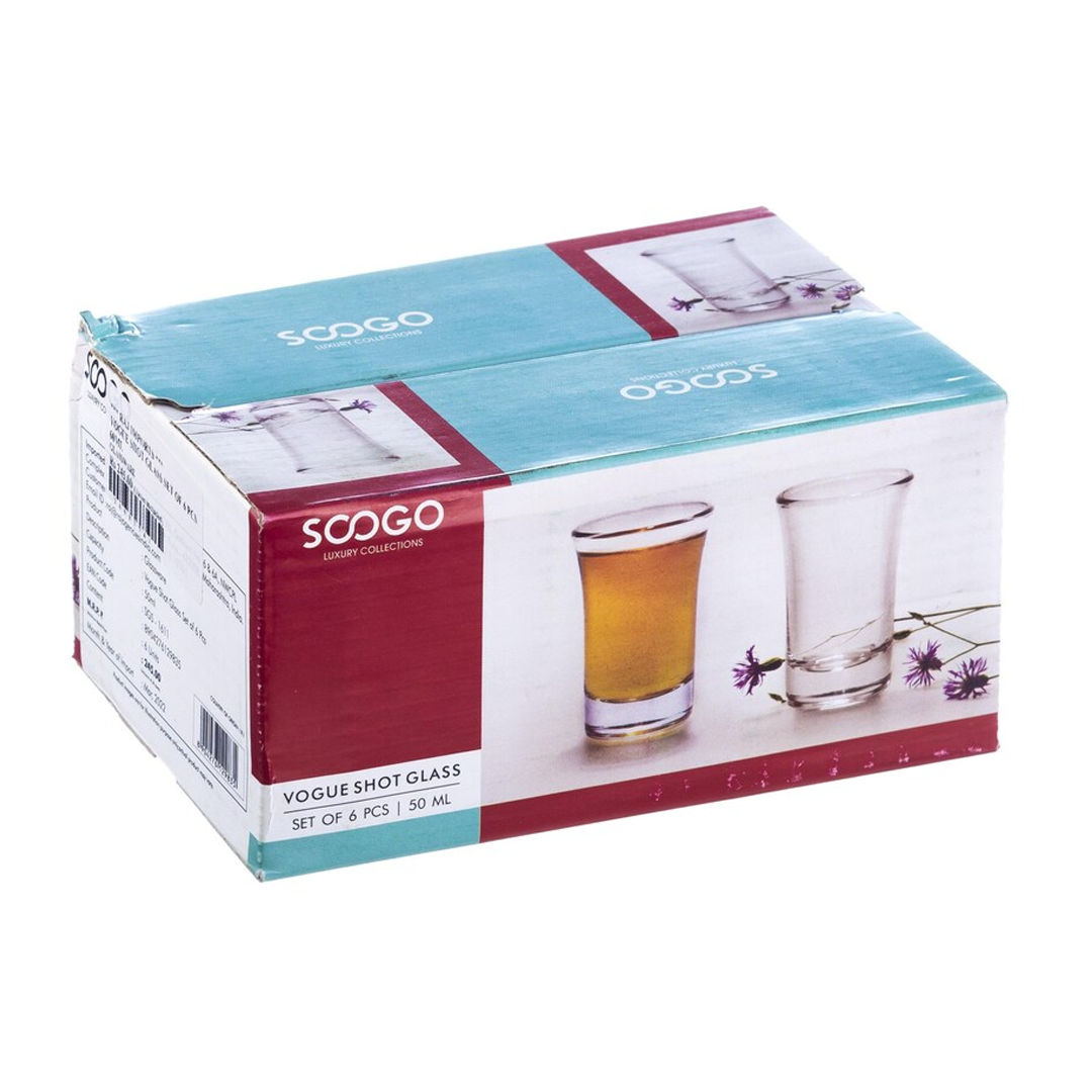 Soogo - Vogue Shot Glass Set Of 6 Pcs 60Ml- With Color Box