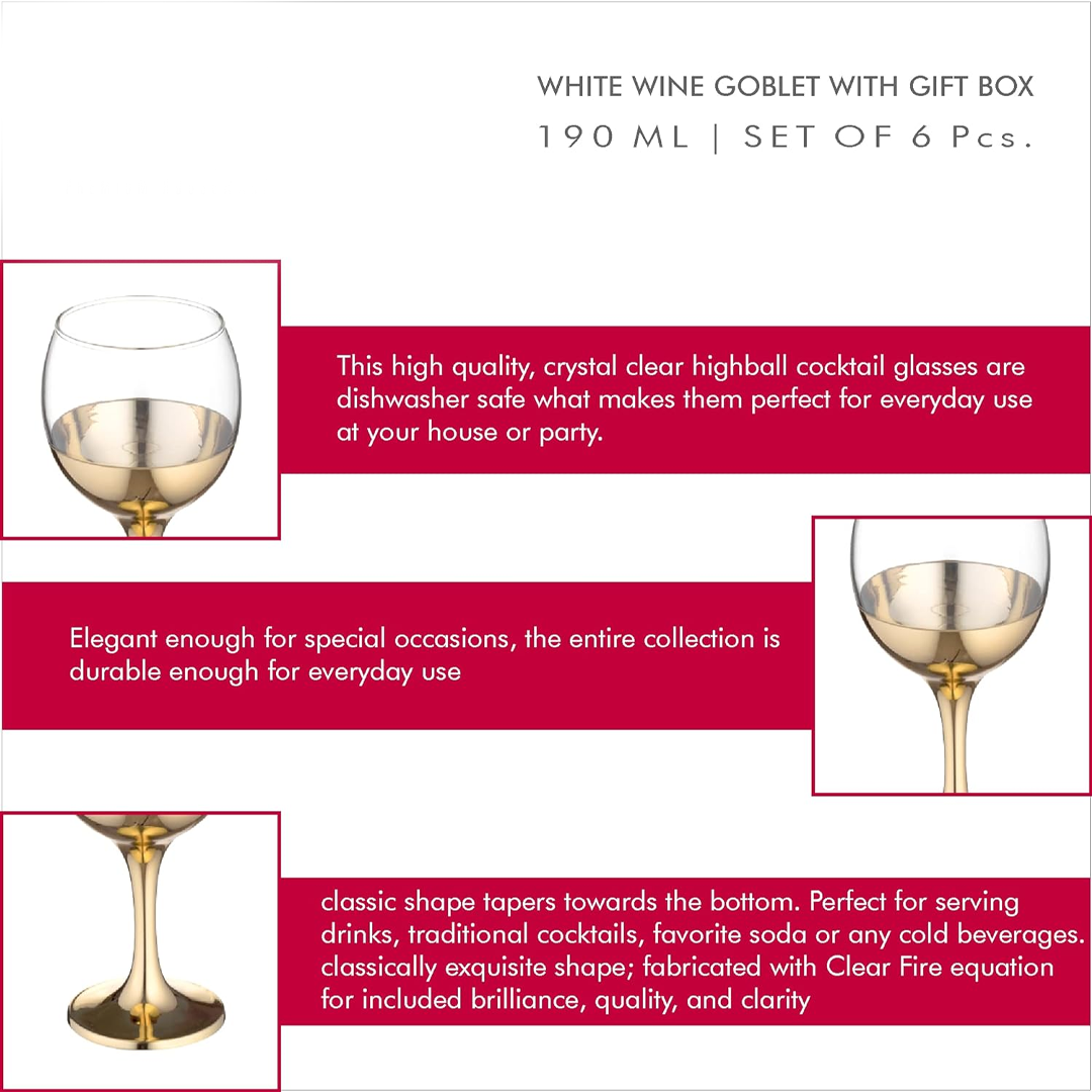 Sanjeev Kapoor - WHITE WINE GOBLET SET OF 6 PC WITH GIFT BOX