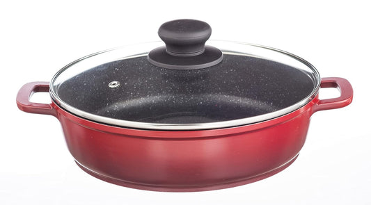 Nouvetta - Diecast 1 Pc Kadai With Lid 26 CM Red & Black