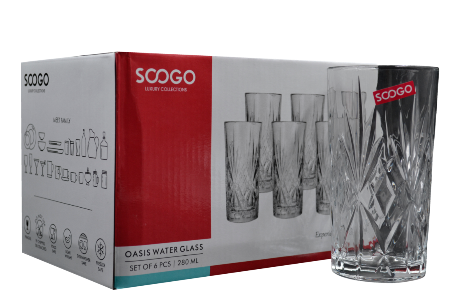 Sanjeev Kapoor - OASIS WATER GLASS SET OF 6 PC 260 ML- WITH GIFT BOX