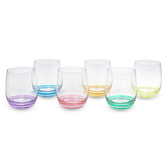 Sanjeev Kapoor - Tyler Glass Set of 6pcs Shiny Matt Multicolor - Whisky Glasses 350ML