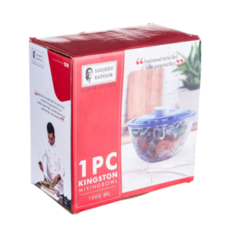 Sanjeev Kapoor - KINGSTON HIGH BOROSILICATE MIXING BOWL 1 PC 1000 ML - Green Lid- WITH GIFT BOX