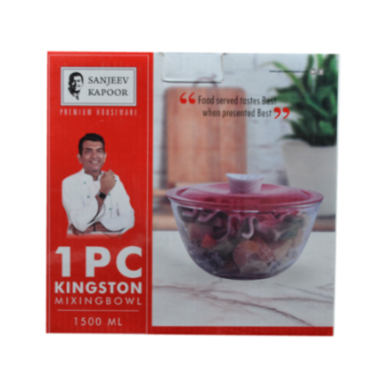 Sanjeev Kapoor - KINGSTON HIGH BOROSILICATE MIXING BOWL 1 PC 1500 ML - Green Lid - WITH GIFT BOX