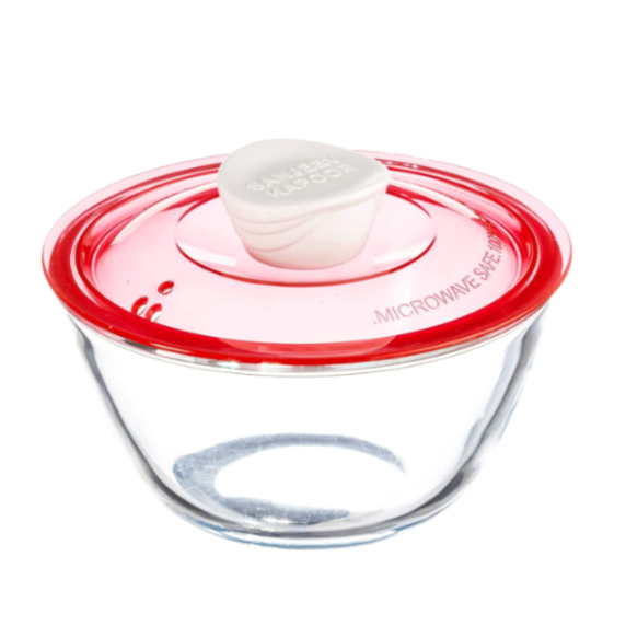 Sanjeev Kapoor - KINGSTON HIGH BOROSILICATE MIXING BOWLSet of 3 PC 500 ML + 1000 ML + 1500 ML - Red Lid- WITH GIFT BOX