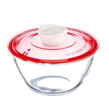 Sanjeev Kapoor - KINGSTON HIGH BOROSILICATE MIXING BOWLSet of 3 PC 500 ML + 1000 ML + 1500 ML - Red Lid- WITH GIFT BOX