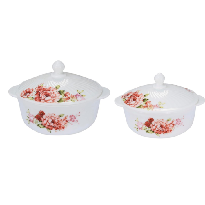 Sanjeev Kapoor - CELOSIA 4 Pcs White Round Casserole Set - With Lid- 1L +1.5L