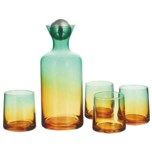 Yamasin Japan - 5 Pcs Decanter Set - 1200ML + 270ML Combination Glass - With Gift Box