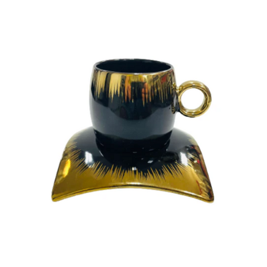 Yamasin Japan - 12PC CUP & SAUCER SET BLACK