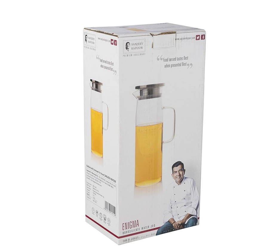 Sanjeev Kapoor - Enigma 1Pc Glass Water Jug 1500Ml