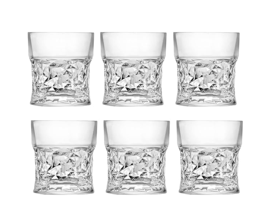 Sanjeev Kapoor - Morocco 6 Pcs Whisky Glass Set 330 Ml- With Gift Box