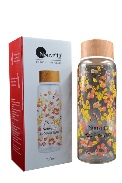 Nouvetta - Apricot Borosilicate Printed Bottle 750Ml
