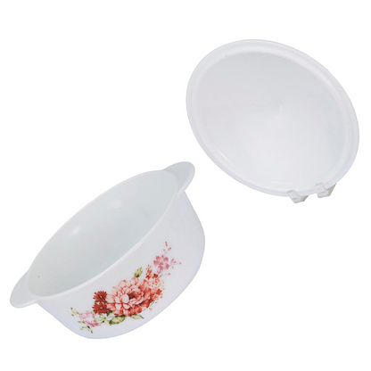 Sanjeev Kapoor - Celosia 4 Pcs White Round Casserole Set - With Lid- 1L +1.5L