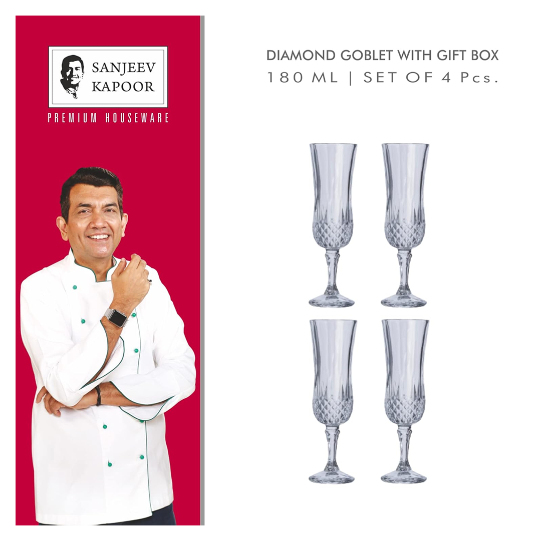 Sanjeev Kapoor - Diamond Goblet 180 Ml Set Of 4 Pcswith Gift Box