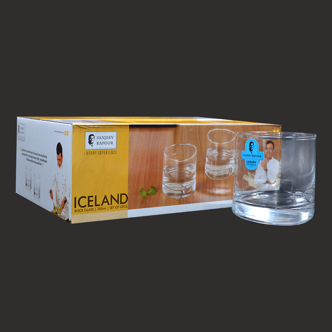 Sanjeev Kapoor - Iceland Rock Glass Set Of 6 Pcs 305Ml With Gift Box