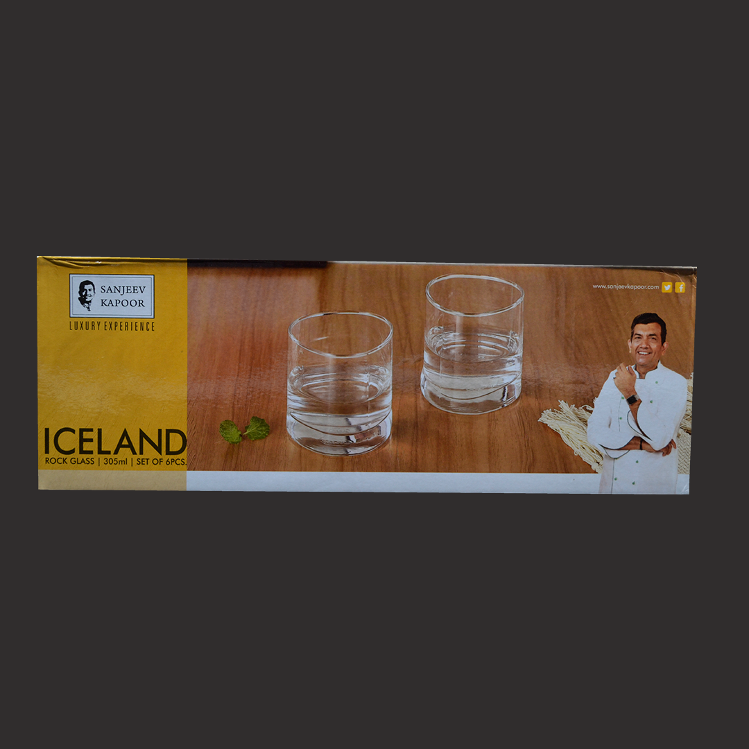 Sanjeev Kapoor - Iceland Rock Glass Set Of 6 Pcs 305Ml With Gift Box