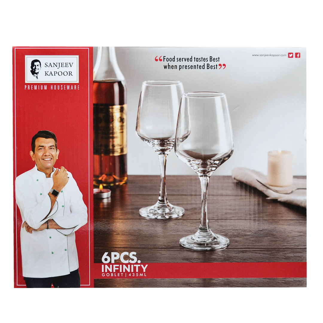 Sanjeev Kapoor - Infinity Goblet 435 Ml Set Of 6 Pcs With Gift Box