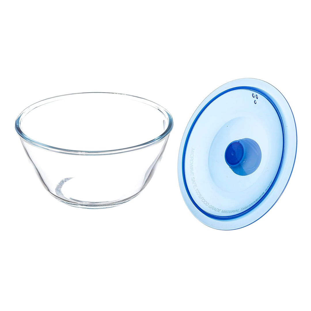 Sanjeev Kapoor - Kingston High Borosilicate Mixing Bowlset Of 2 Pc 1000Ml + 1500 Ml - Blue Lid - With Gift Box