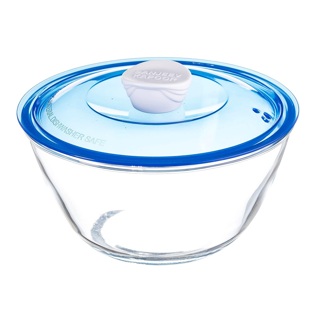 Sanjeev Kapoor - Kingston High Borosilicate Mixing Bowl 1 Pc 1000 Ml - Blue Lid - With Gift Box