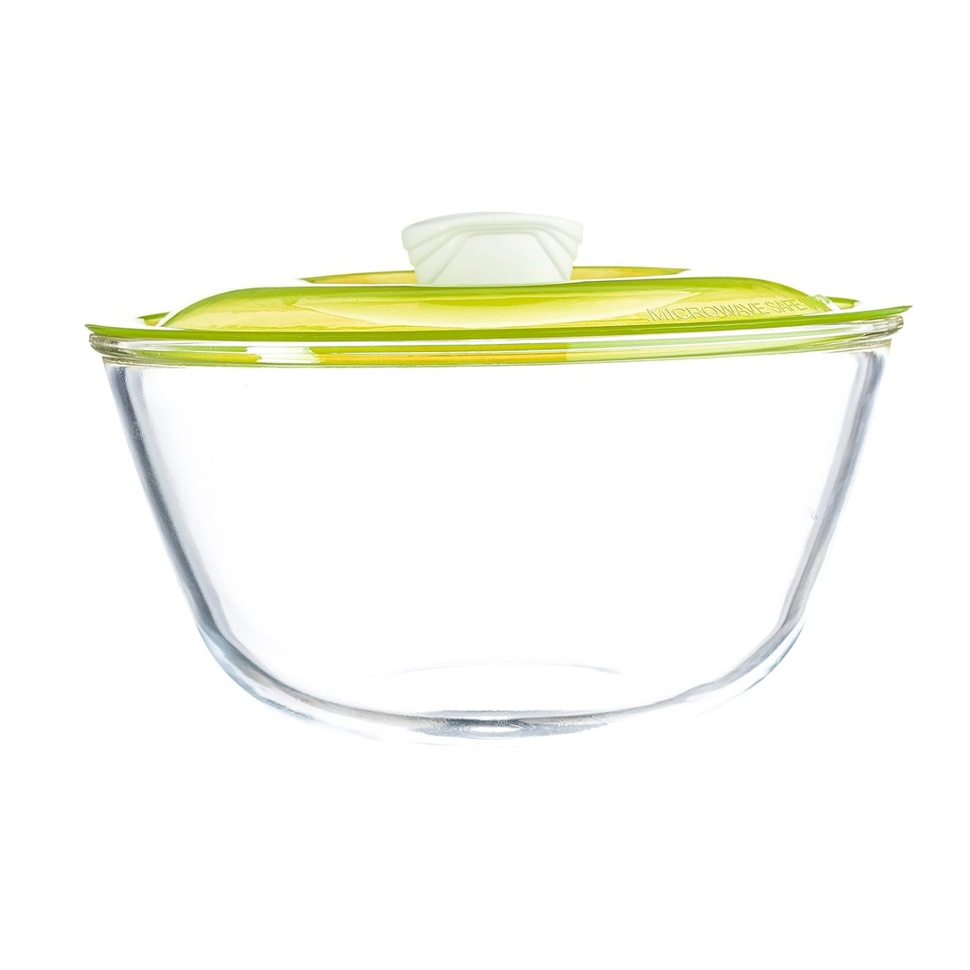 Sanjeev Kapoor - Kingston High Borosilicate Mixing Bowl 1 Pc 1500 Ml - Green Lid - With Gift Box