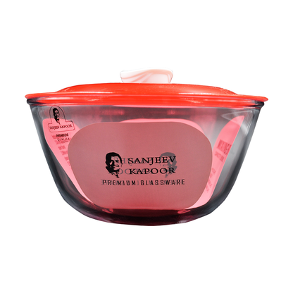 Sanjeev Kapoor - Kingston High Borosilicate Mixing Bowl 1 Pc 1500 Ml - Red Lid - With Gift Box