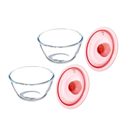 Sanjeev Kapoor - Kingston High Borosilicate Mixing Bowlset Of 2 Pc 1000 Ml - Red Lid - With Gift Box