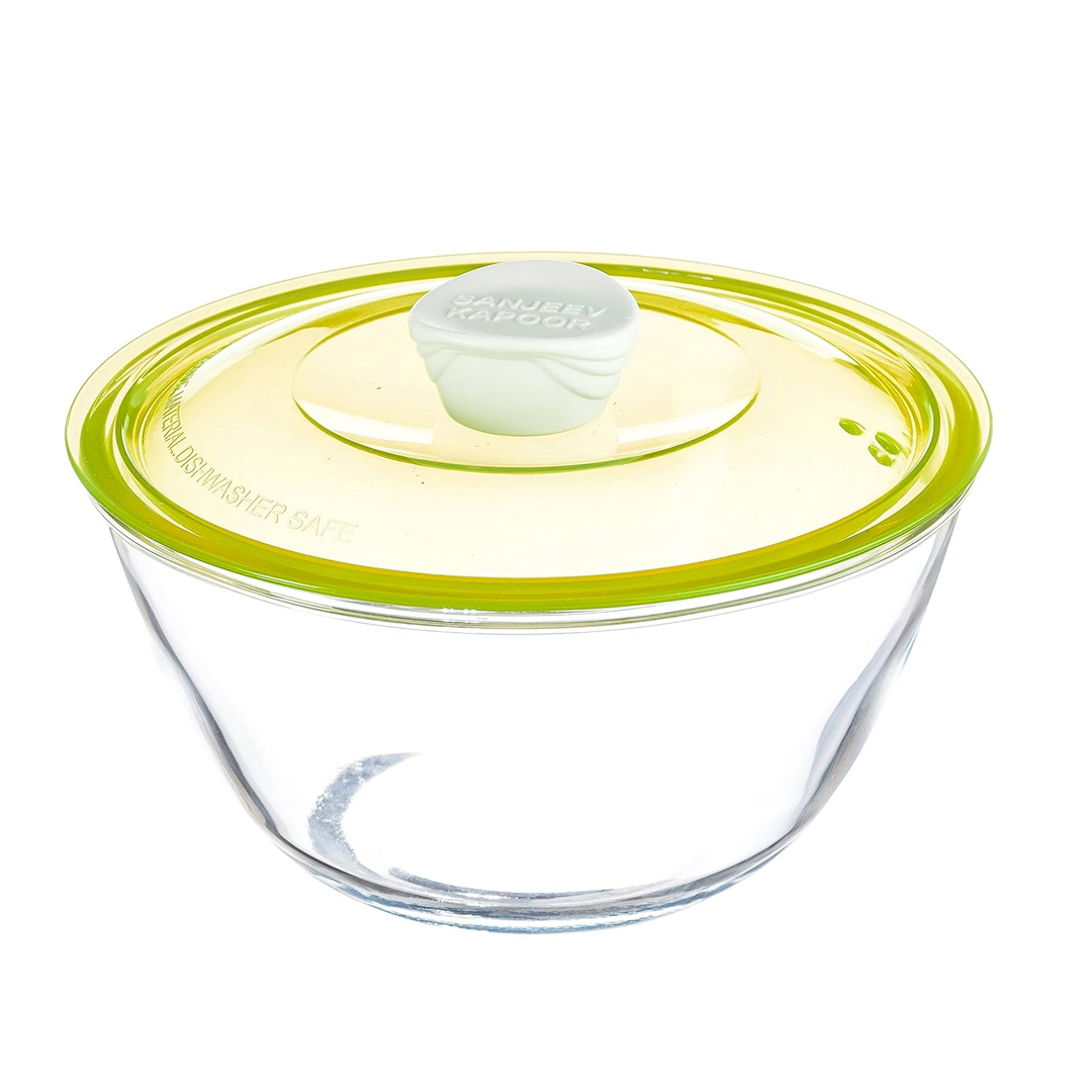 Sanjeev Kapoor - Kingston High Borosilicate Mixing Bowlset Of 2 Pc 1000Ml + 1500 Ml - Green Lid - With Gif Box