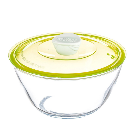 Sanjeev Kapoor - Kingston High Borosilicate Mixing Bowlset Of 2 Pc 1000Ml + 1500 Ml - Green Lid - With Gif Box