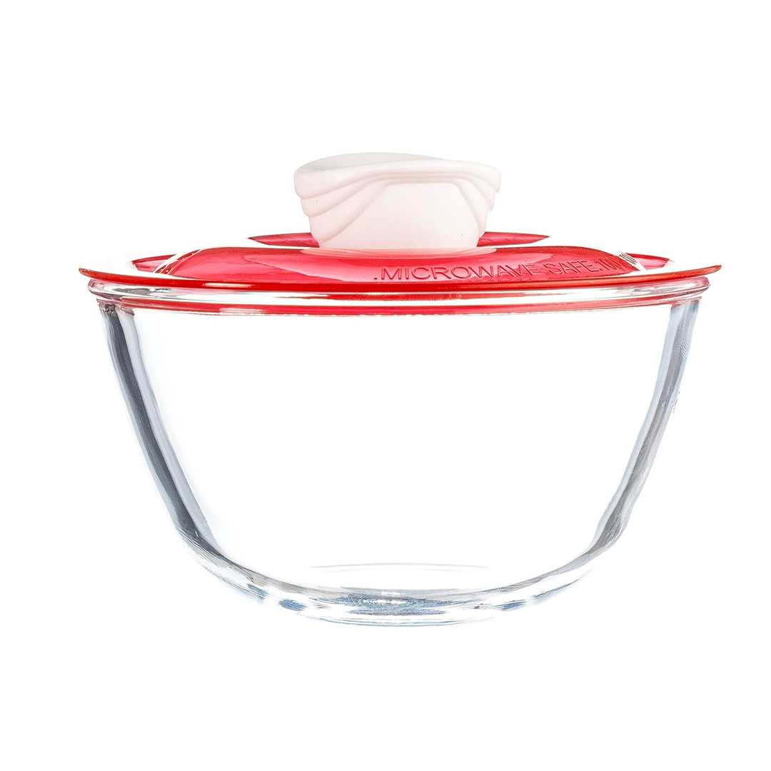 Sanjeev Kapoor - Kingston High Borosilicate Mixing Bowlset Of 2 Pc 500 Ml + 1000 Ml - Red Lid- With Gift Box