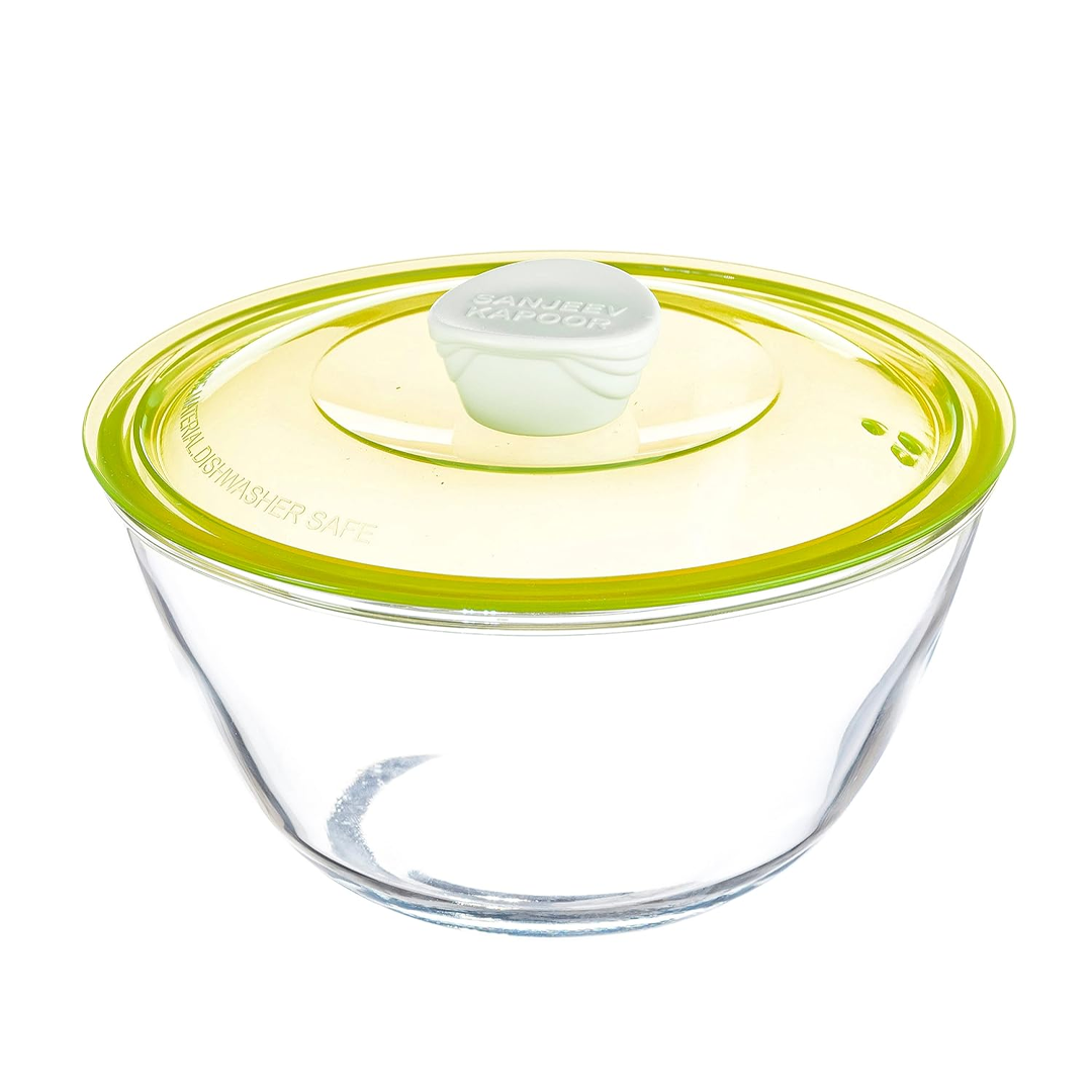 Sanjeev Kapoor - Kingston High Borosilicate Mixing Bowlset Of 3 Pc 500 Ml + 1000 Ml + 1500 Ml - Green Lid- With Gift Box