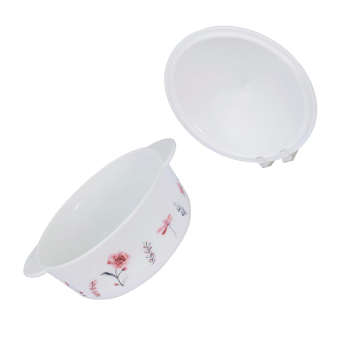 Sanjeev Kapoor - Lantana 4 Pcs White Round Casserole Set - With Lid- 1L +1.5L