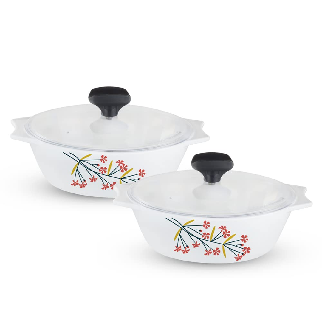 Sanjeev Kapoor - Lillian 4 Pcs White Square Casserole Set - With Lid- 2L +1.5L