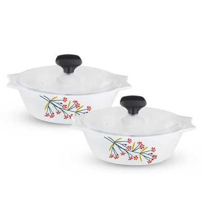 Sanjeev Kapoor - Lillian 4 Pcs White Square Casserole Set - With Lid- 2L +1.5L