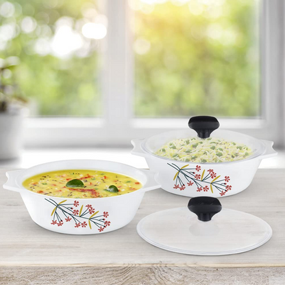 Sanjeev Kapoor - Lillian 4 Pcs White Square Casserole Set - With Lid- 2L +1.5L