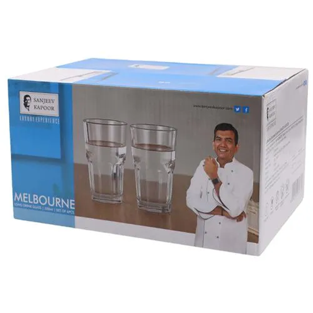 Sanjeev Kapoor - Melbourne Long Drink Glass Set Of 6 Pcs 420Ml With Gift Box