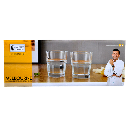 Sanjeev Kapoor - Melbourne Rock Glass Set Of 6 Pcs 350Ml With Gift Box