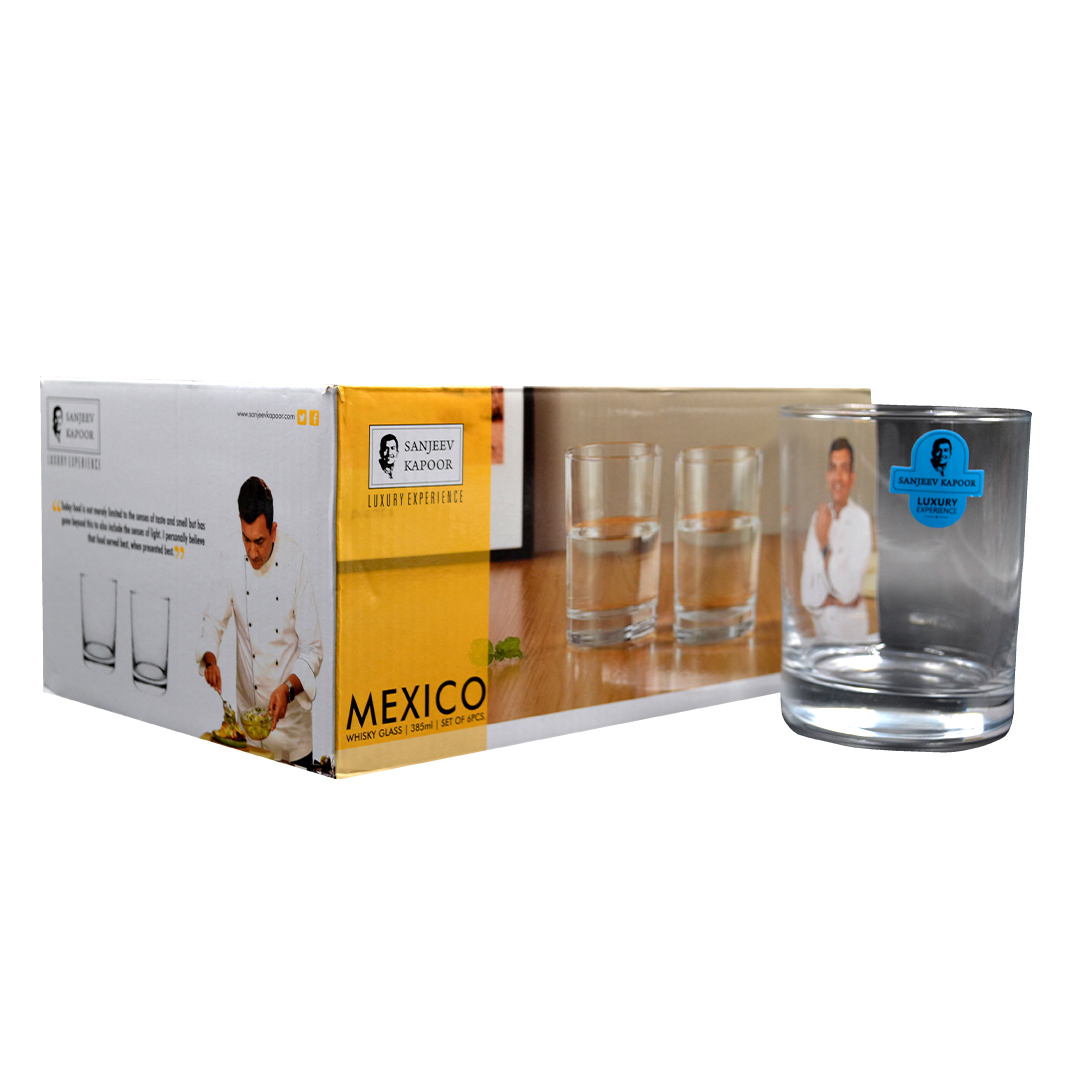 Sanjeev Kapoor - Mexico 6 Pc Whisky Glass 385 Ml- With Gift Box